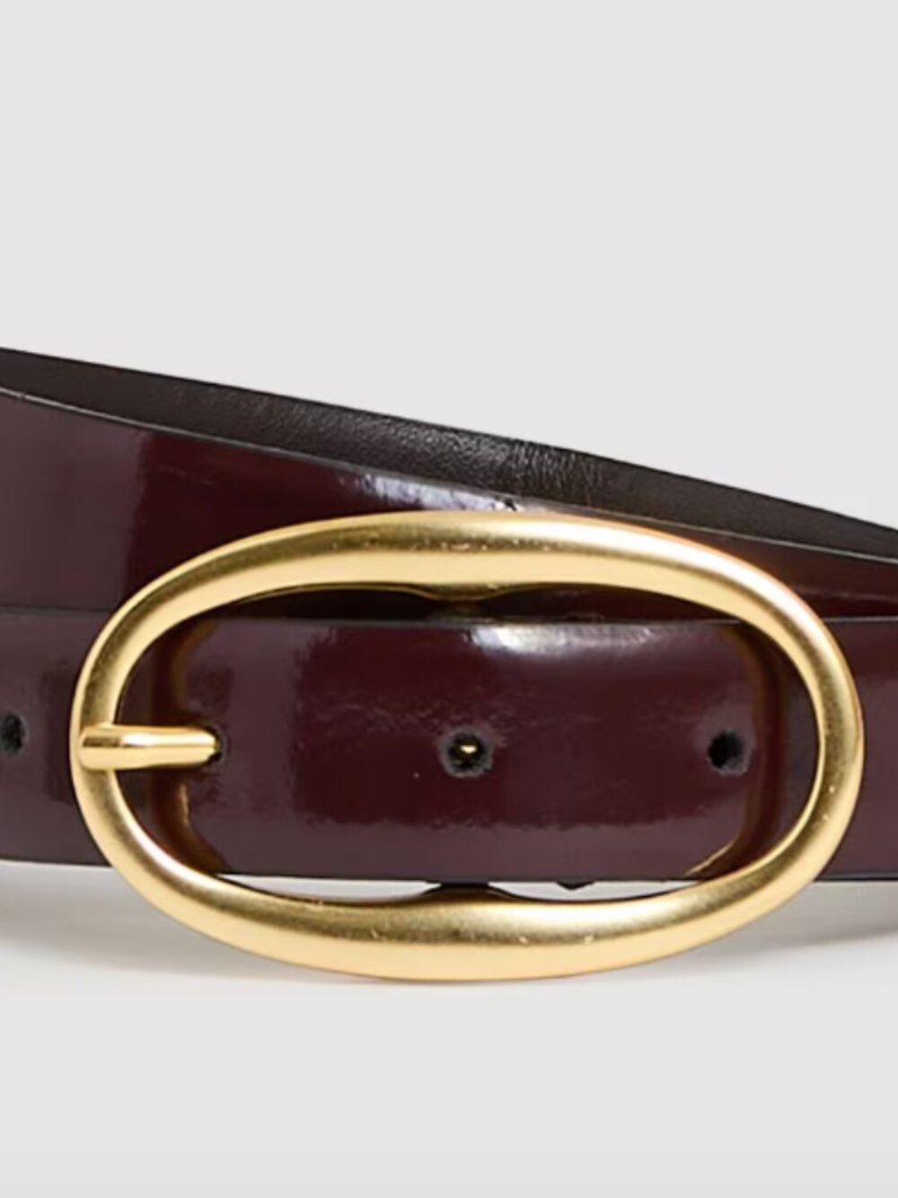 Reiss Patent Leather Oval Buckle Belt in Oxblood Burgundy *GREAT CONDITION* Sz M